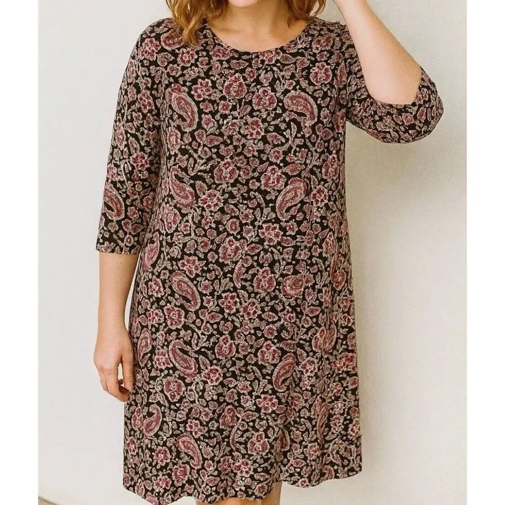 J.Jill NWT Wearever Collection paisley shift dress size small